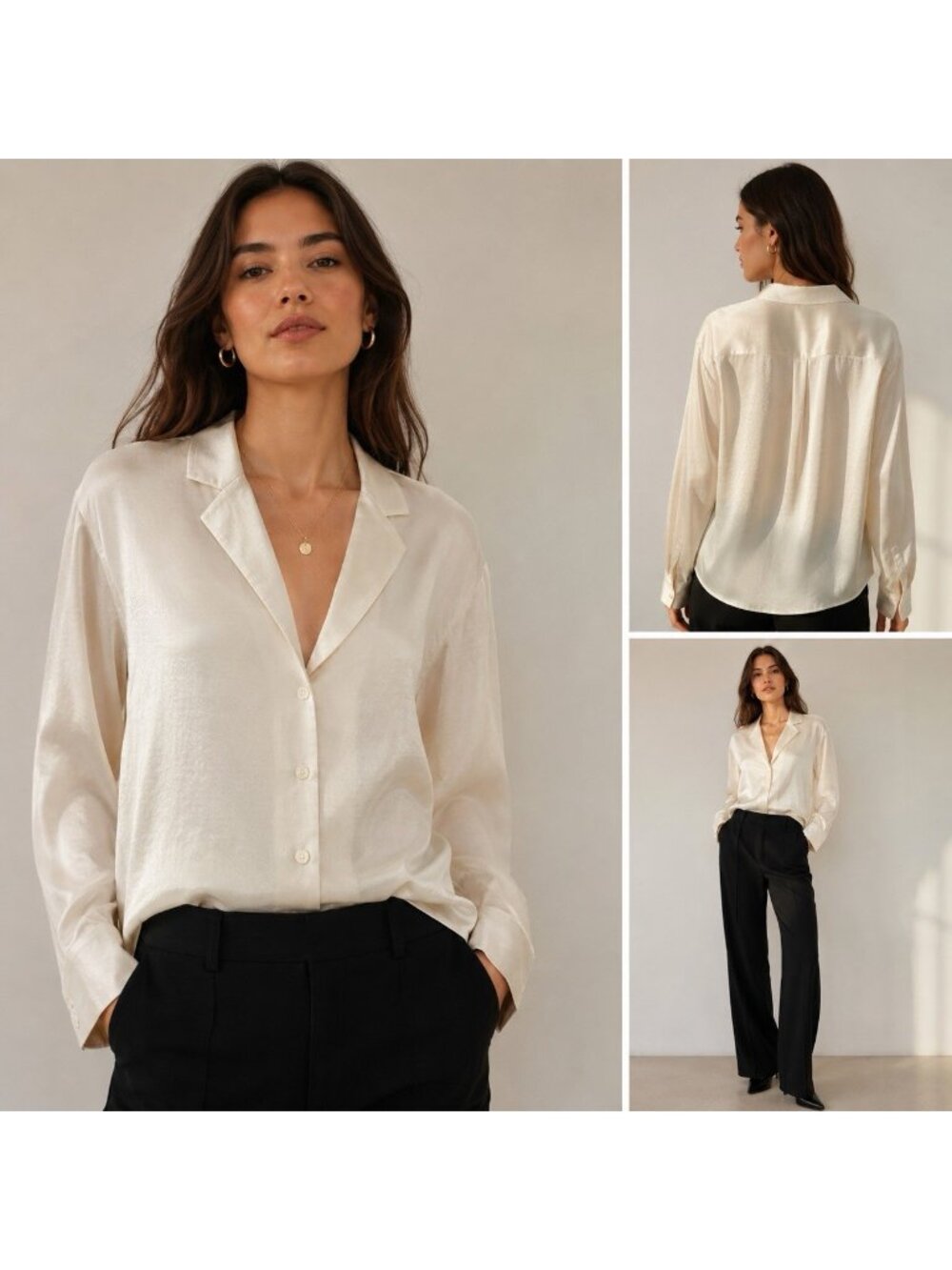 Wilfred Free Light Birch Bouleau Pale Button Up Shirt Oversized Style Size Small